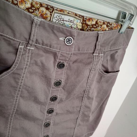 Aventura Taupe Button Down Cotton A-Line Mini Skirt Size 4 - Picture 3 of 8